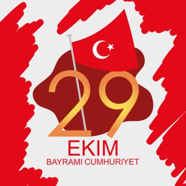 29 ekim Cumhuriyet Bayrami kutlu olsun, Grunge arka planında mesaj bayrağı cumhuriyet günü