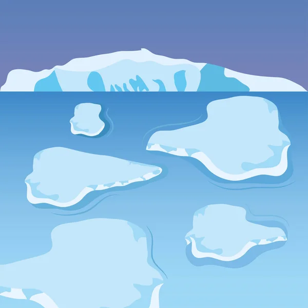 Icebergs desenhos animados paisagem ártica — Vetor de Stock