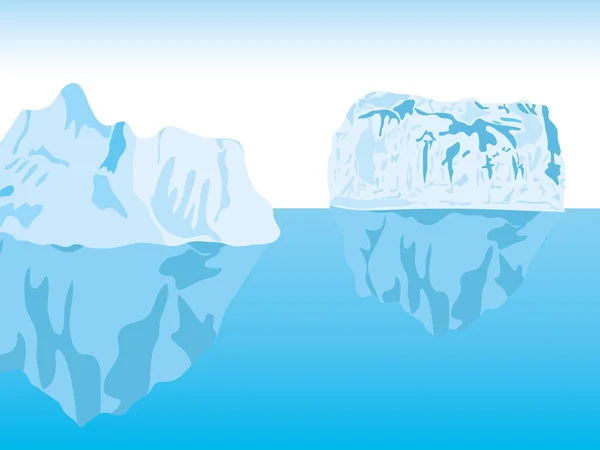Paisagem de cena ártica com blocos de icebergs — Vetor de Stock