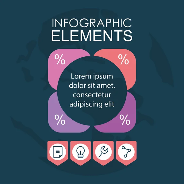 Design de elementos infográficos com porcentagens e ícones relacionados a negócios — Vetor de Stock