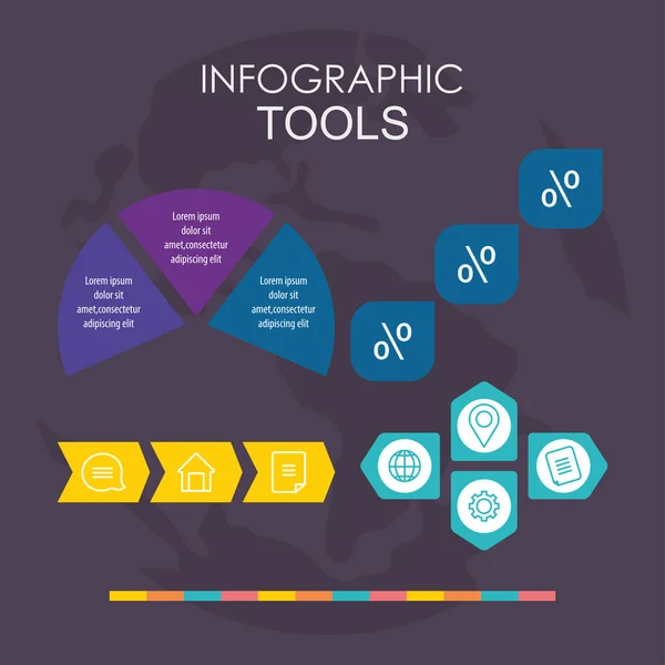 Gestaltung von infografischen Elementen mit prozentualen und unternehmensbezogenen Icons — Stockvektor