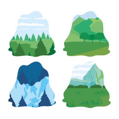 Orman ve kış manzaraları ikonu