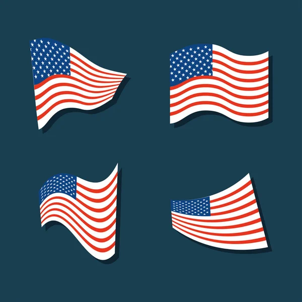 Šťastný den veteránů, americké vlajky památník patriotismus ikony — Stockový vektor
