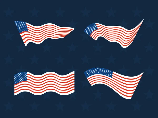 Fröhliche Veteranen Tag, schwenken amerikanische Flaggen Patriotismus Symbol — Stockvektor