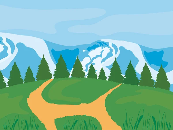 Paisaje del bosque de invierno con pinos — Vector de stock