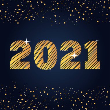 2021 Mutlu yıllar altın çizgili sayı takvimi kutlaması