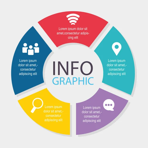 Diagramme infographique, flux de travail, données de stratégie — Image vectorielle