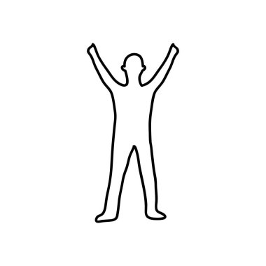 Kolları havada asker, düz stil.