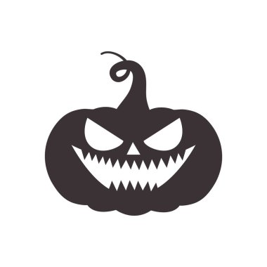 Korkunç cadılar bayramı yüzlü balkabağı, siluet tarzı