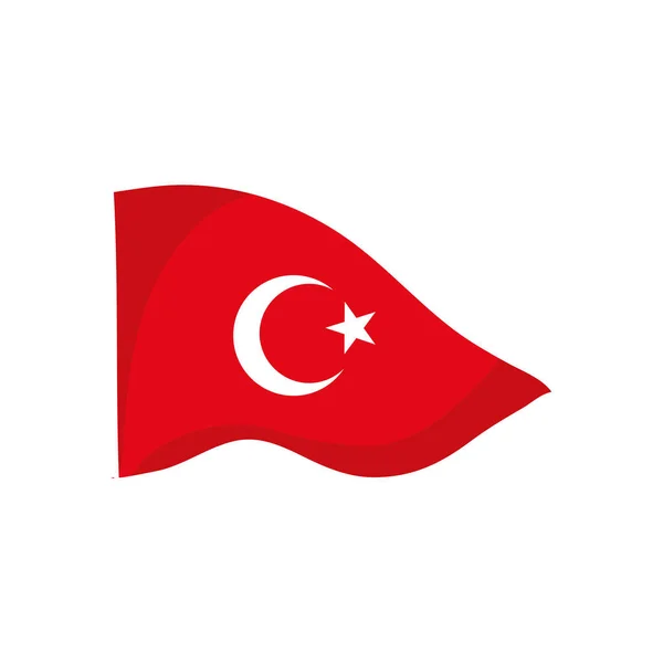 Icona della bandiera nazionale del tacchino, stile piatto — Vettoriale Stock