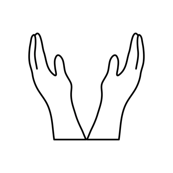Symbol der offenen Hände, Linienstil — Stockvektor