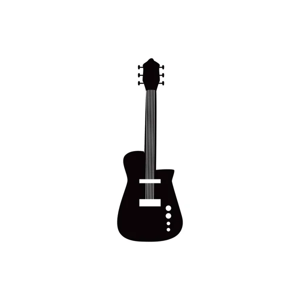 Guitare instrument électrique noir et blanc icône de style vectoriel design — Image vectorielle