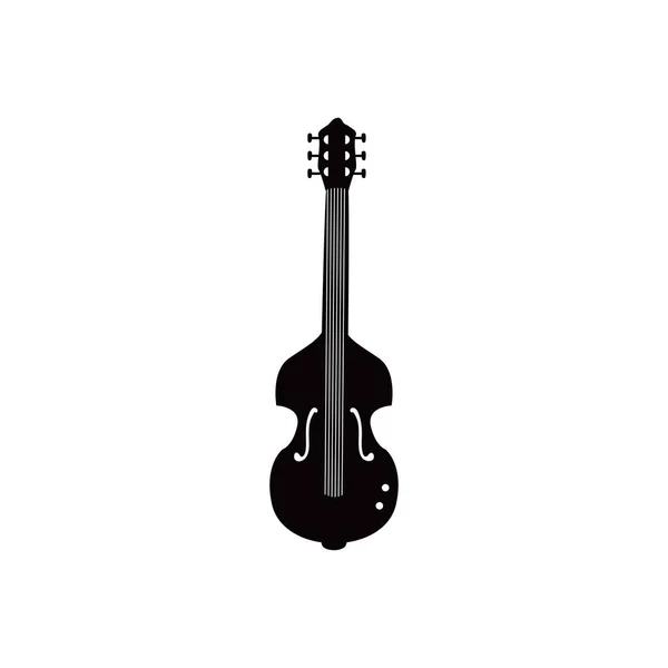 Κιθάρα ηλεκτρικό όργανο με στολίδι μαύρο και άσπρο στυλ εικονίδιο διανυσματικό σχεδιασμό — Διανυσματικό Αρχείο