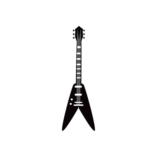Guitarra eléctrica fv instrumento blanco y negro icono de estilo diseño vectorial — Archivo Imágenes Vectoriales