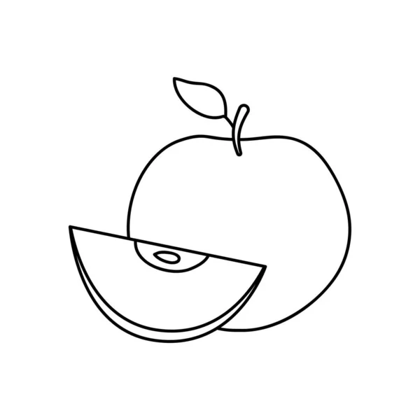 Икона яблочных фруктов, стиль линии — стоковый вектор