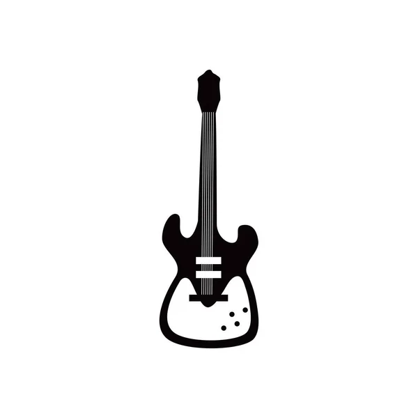 Instrumento elétrico guitarra design vetor ícone estilo preto e branco —  Vetores de Stock