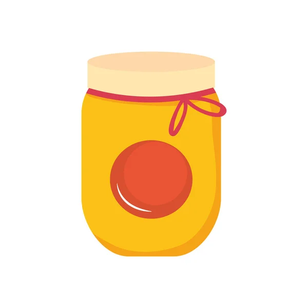 Ikone der Marmeladenflasche, flacher Stil — Stockvektor