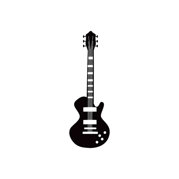 Gitar elektrikli enstrüman siyah ve beyaz stil vektör tasarımı — Stok Vektör