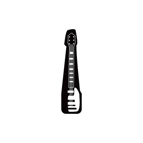 Kytara elektrický nástroj černobílý styl ikona vektor design — Stockový vektor