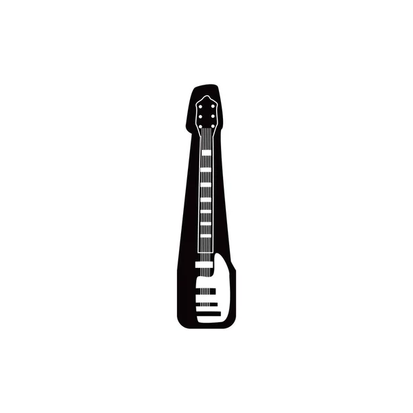 Guitare instrument électrique noir et blanc icône de style vectoriel design — Image vectorielle