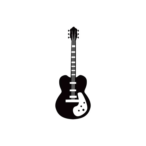 Guitare instrument électrique noir et blanc icône de style vectoriel design — Image vectorielle