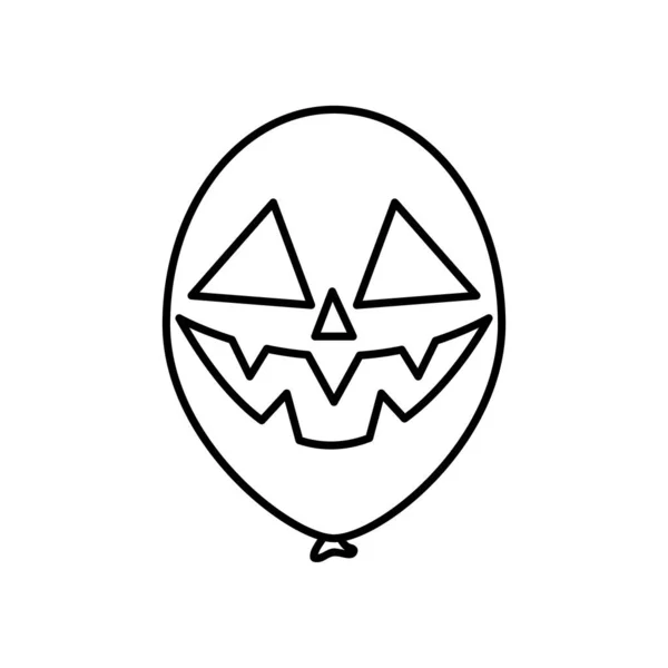 Concept halloween, ballon avec icône effrayante du visage, style ligne — Image vectorielle