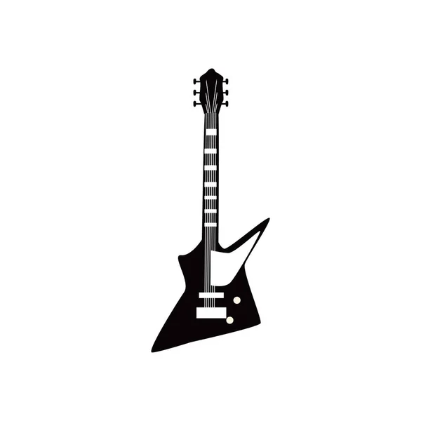 Instrumento elétrico guitarra design vetor ícone estilo preto e branco —  Vetores de Stock