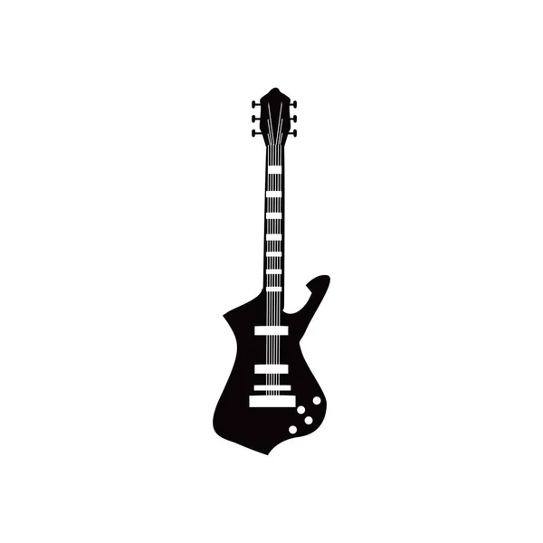 Instrumen listrik gitar desain vektor ikon gaya hitam dan putih - Stok Vektor