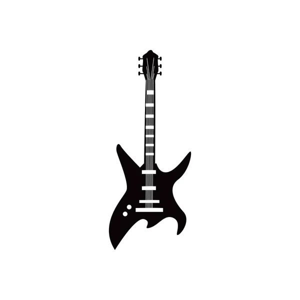 Guitare instrument électrique noir et blanc icône de style vectoriel design — Image vectorielle