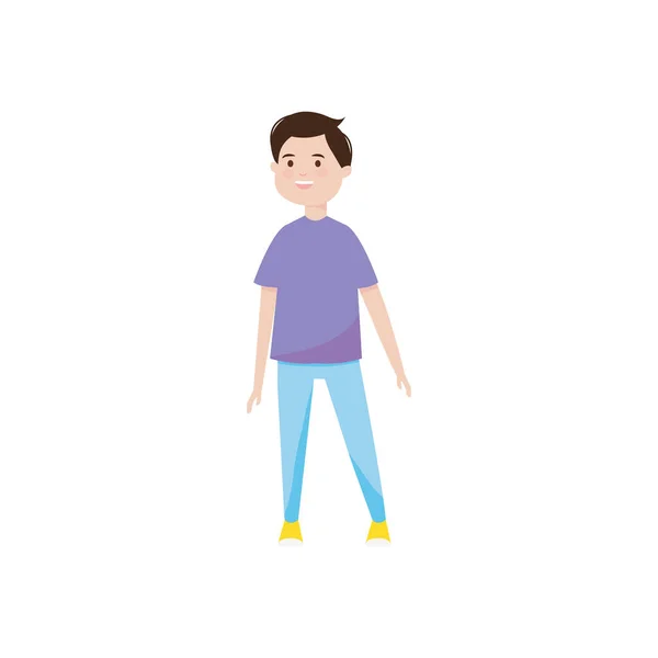Dessin animé homme debout portant des vêtements décontractés, style plat — Image vectorielle