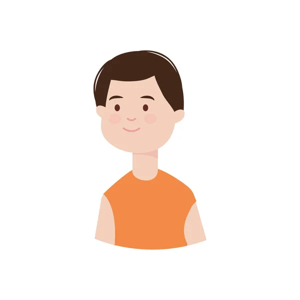 Dessin animé homme sourire icône, style plat — Image vectorielle