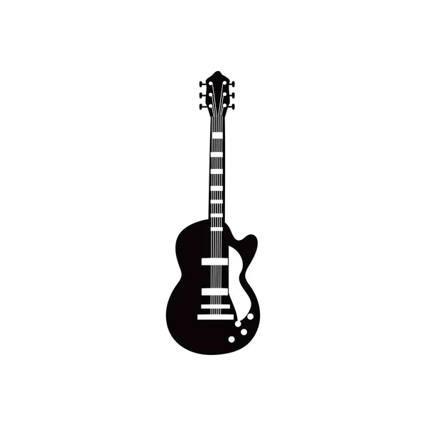 Chitarra strumento elettrico in bianco e nero stile icona vettoriale design — Vettoriale Stock