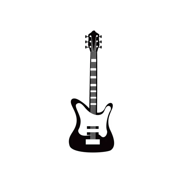 Gitarre akustisches Instrument schwarz-weiß Stil Ikone Vektor-Design — Stockvektor