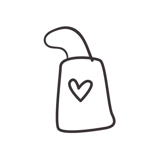 Serce na torbie codziennie naklejka linia styl ikona wektor projektu — Wektor stockowy