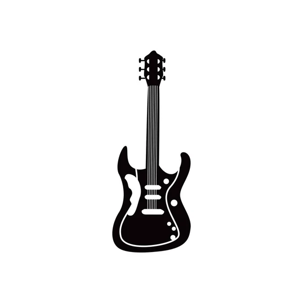 Gitaar elektrisch instrument zwart-wit stijl icoon vector ontwerp — Stockvector