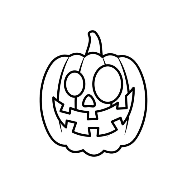 Dessin animé Halloween citrouille icône, style ligne — Image vectorielle