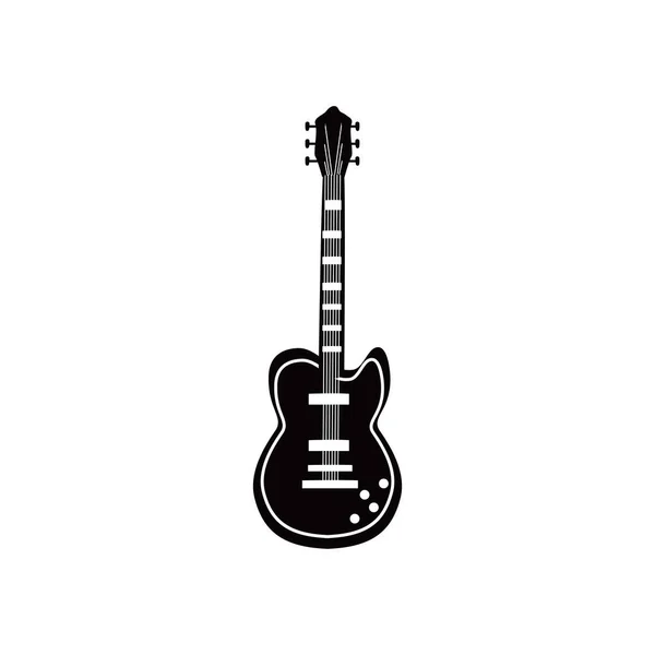 Instrumento elétrico guitarra design vetor ícone estilo preto e branco —  Vetores de Stock