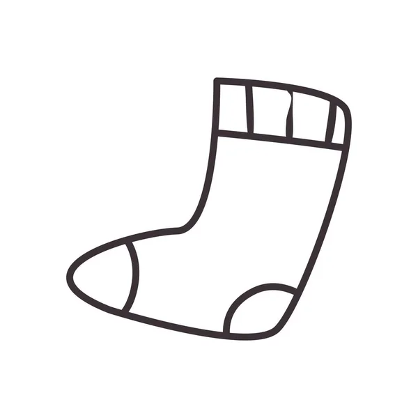 冬の靴下毎日のステッカーラインスタイルのアイコンベクトルデザイン — ストックベクタ