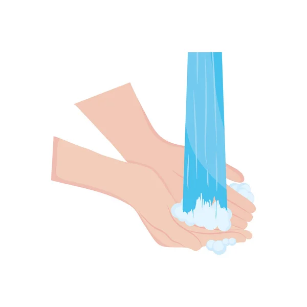 Lavado de manos con agua, estilo plano — Vector de stock