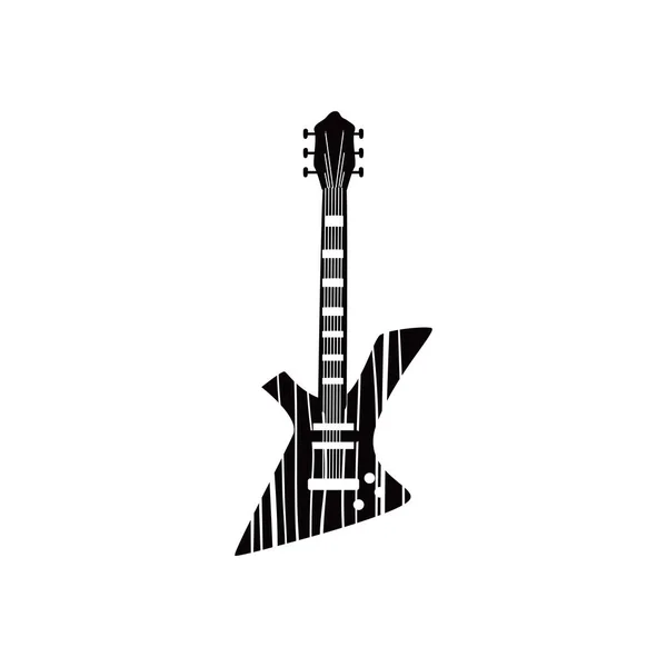 Gitaar elektrisch instrument zwart-wit stijl icoon vector ontwerp — Stockvector