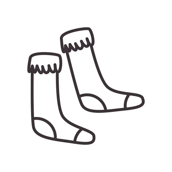 Chaussettes d'hiver autocollant quotidien ligne style icône vectoriel design — Image vectorielle