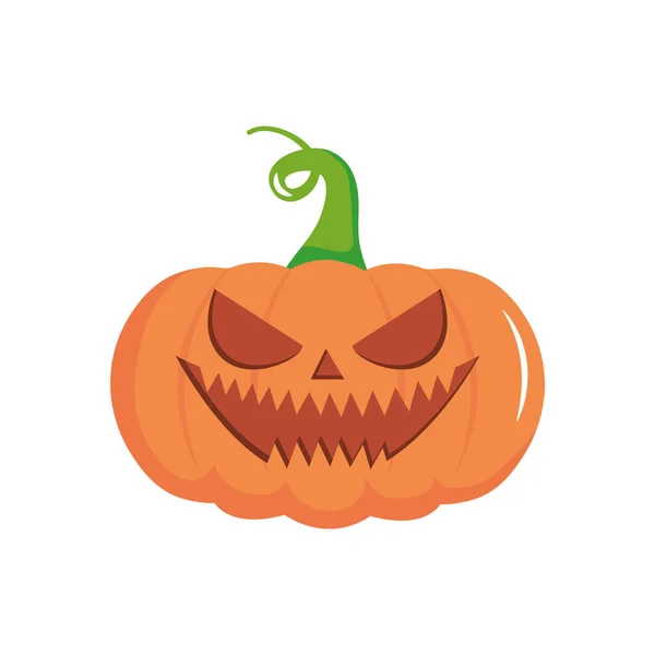 Calabaza con cara de Halloween miedo, estilo plano — Vector de stock