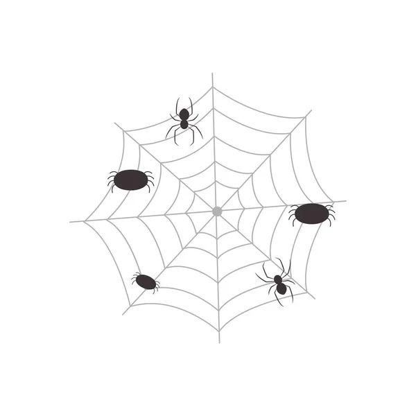 Örümcekli ağ, düz stil — Stok Vektör