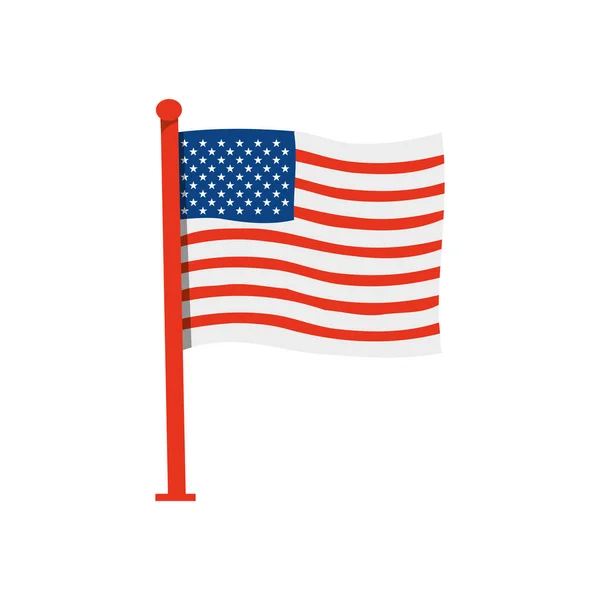 Icon of american flag with pole — Stock Vector