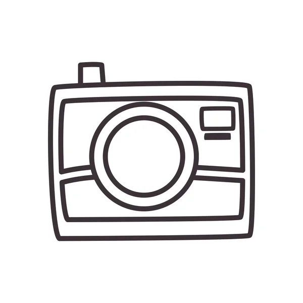 Câmera dispositivo diário etiqueta linha estilo ícone vetor design — Vetor de Stock