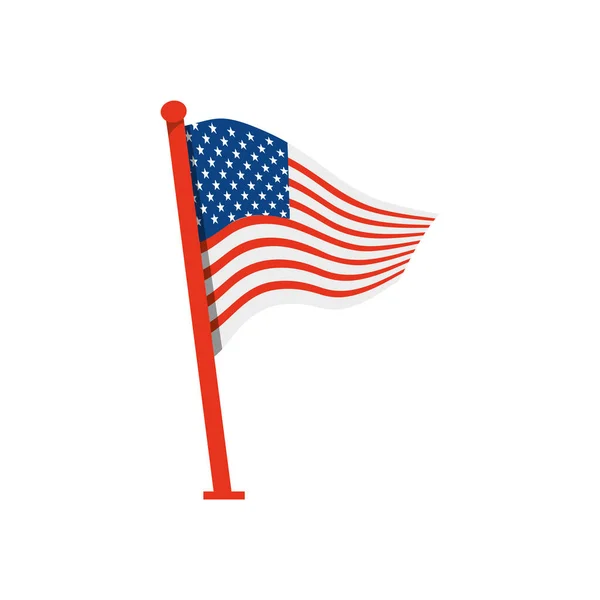 United states of america flag with pole over white background — Stock Vector