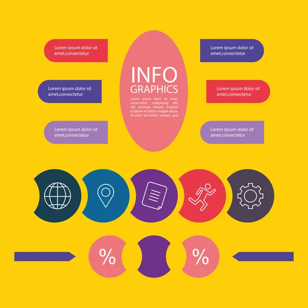 Présentation modèle d'infographie d'entreprise avec différentes options de médias sociaux — Image vectorielle