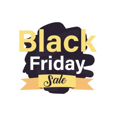 Kurdele düz stil vektör tasarımı ile fırça darbesiyle kara Cuma indirimi