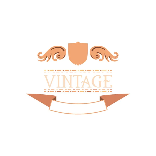 Ruban vintage et design vectoriel de bouclier — Image vectorielle