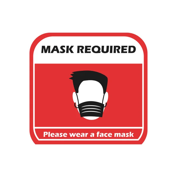 Máscara necessária homem de design usando máscara facial no projeto do vetor de sinal de estrada — Vetor de Stock